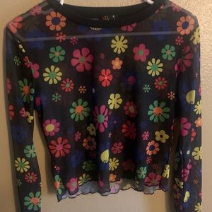 dahlias x dolls kill mesh flower top